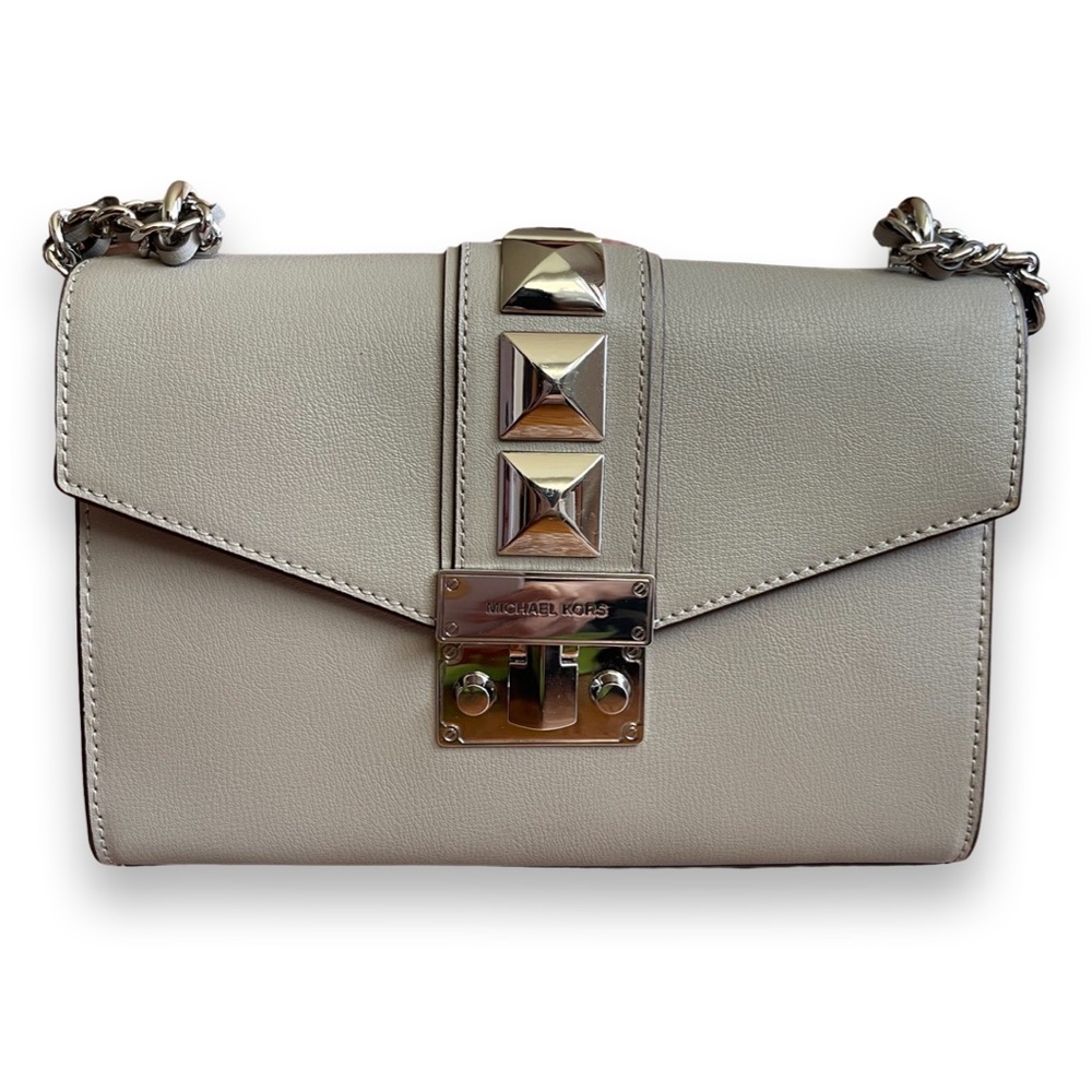NWOT Michael Kors Studs Gray Chained Crossbody Shoulder Bag